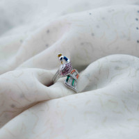 Radiant Peacock Statement Silver Ring