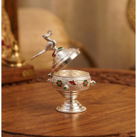 Silver Peacock Trinket Box
