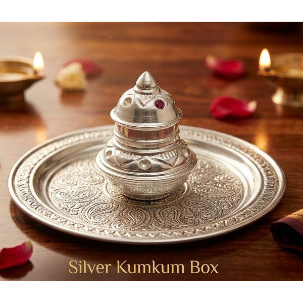 Silver Aura Kumkum Box