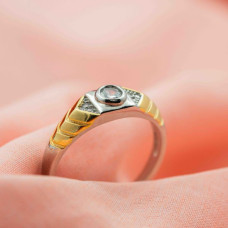 Men’s Two-Tone Round Stone Ring