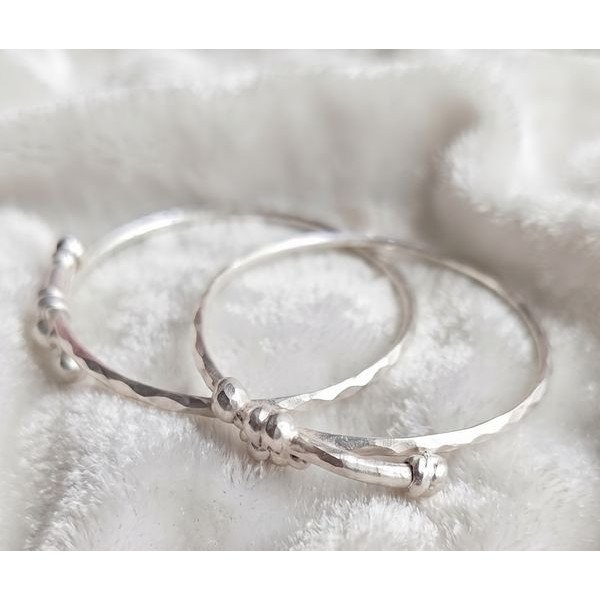 Twisted Bell Silver Baby Bangles