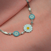 Flower and crystal charm bracelet