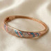 Pink & Blue Enamel Rose Gold Bangle