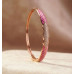 Rose Gold Pink Enamel Leaf Bangle