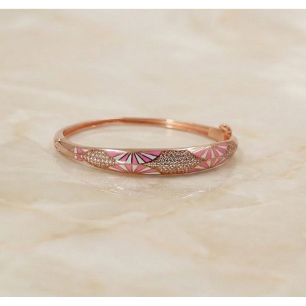 Blush Pink Geometric Pattern Bangle