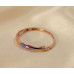 Elegant Rose Gold Enamel Inlay Crystal Bangle