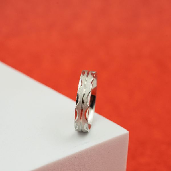 Silver Patterned Band Ring