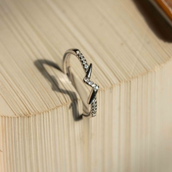 Silver Bolt Diamond Ring