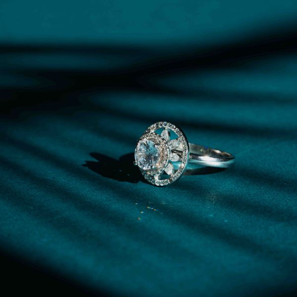Crystal Lotus Halo Ring