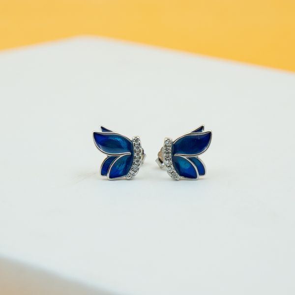 Blue Butterfly Silver Earrings and pandent