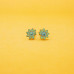 Silver Aqua Bloom Stud Earrings