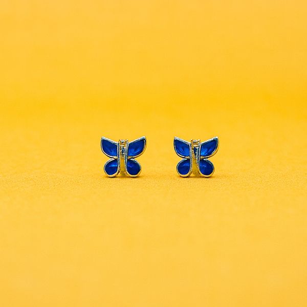 Blue Enchanted Butterfly Stud Earrings