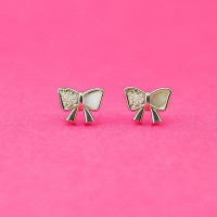 Elegant Silver Bow Knot Stud Earrings
