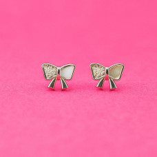 Elegant Silver Bow Knot Stud Earrings