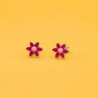 Silver Pink Blossom Stud Earrings