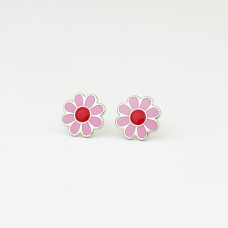 Silver Rose Daisy Stud Earrings