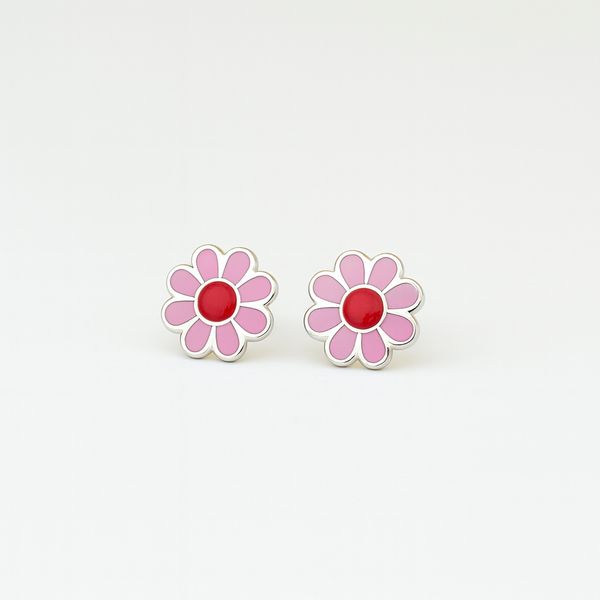 Silver Rose Daisy Stud Earrings