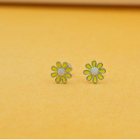 Silver Sunshine Daisy Stud Earrings