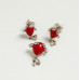 Red Enamel Fish Sterling Silver Stud Earrings and pendant