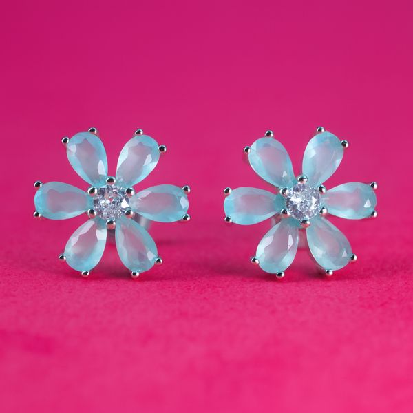Blue Glow Flower Studs
