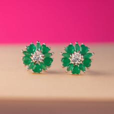 Silver Finish Green Crystal 