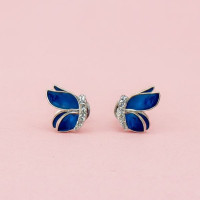 Blue Enamel Butterfly Earrings