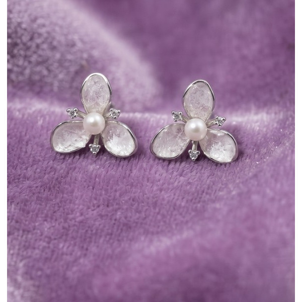 Lavender Petal Pearl Earrings