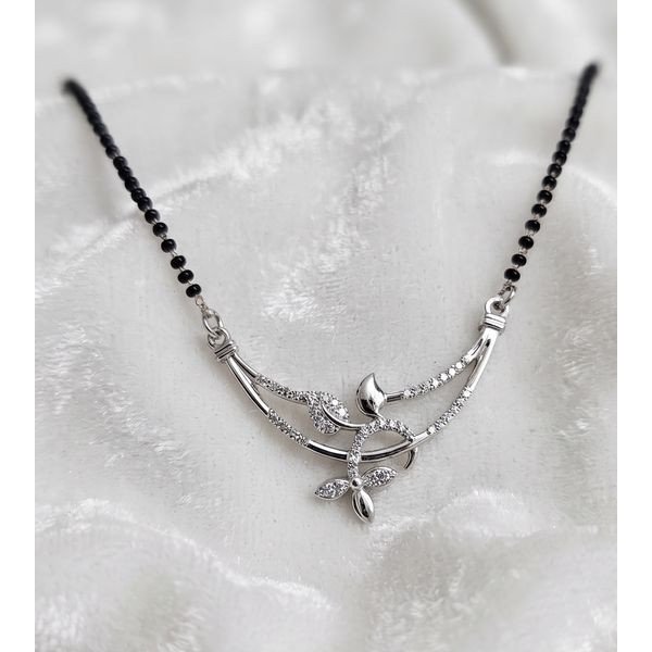 Floral Sparkle Silver Mangalsutra