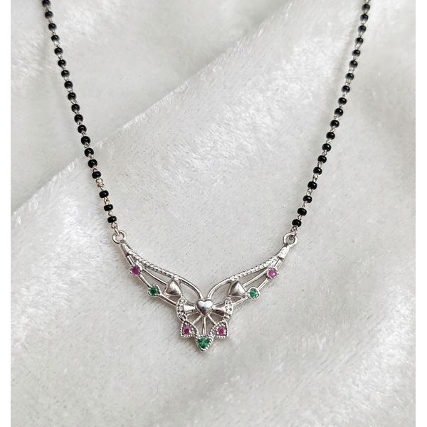 Floral Grace Sterling Silver Mangalsutra Necklace