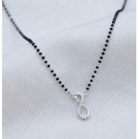 Elegant Vine CZ Silver Mangalsutra Pendant