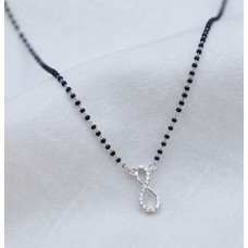 Elegant Vine CZ Silver Mangalsutra Pendant