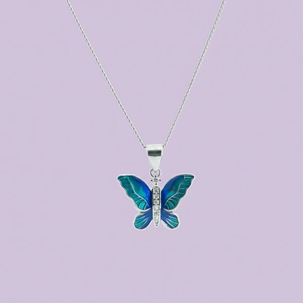 Blue Green Butterfly Pendant