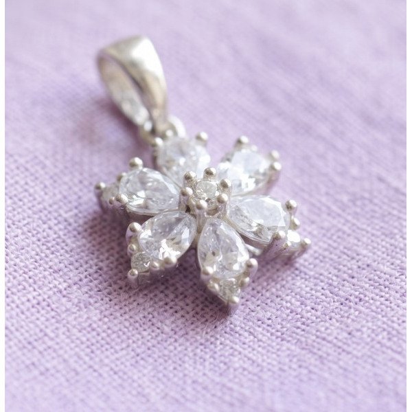 Love Bloom CZ Silver Pendant