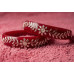 Crimson Blossom Silver Inlay Bangles