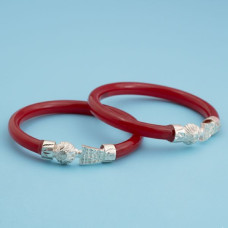 Silver Crest Red Bangles