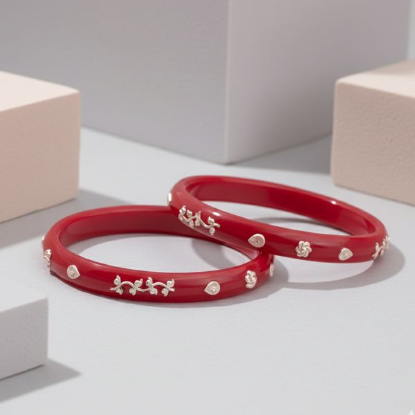 Ruby Leaf Charm Bangles