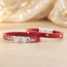 Red Ornamental Bead-Detail Bangle
