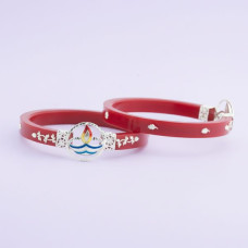 Red Bangles with Diya Design