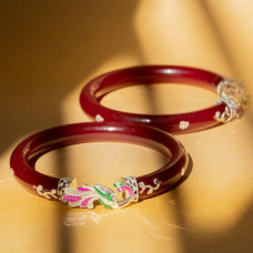Red Peacock Motif Bangles