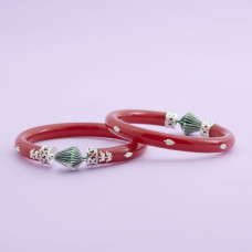 Green Cone Design Red Bangles