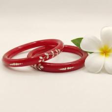 Red Lac Silver Work Bangles