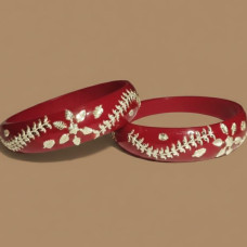 Silver Leaf Maroon Bangles