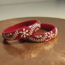 Bangles with Silver Leaf & Flower Motif