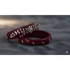 Maroon Silver Floral Bangles | Handcrafted Designer Jewelry