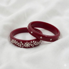 Rajasi Floral Silver Kada Set