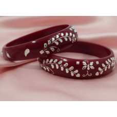 Maroon Elegance Floral Kada Set