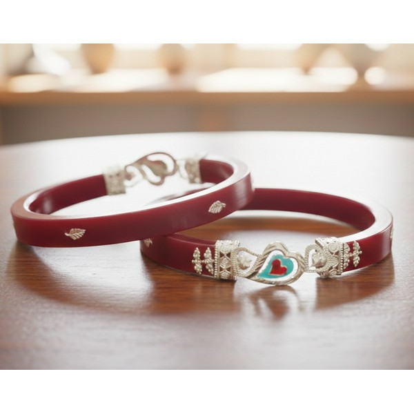 Ruby Vines Silver Inlay Bangles