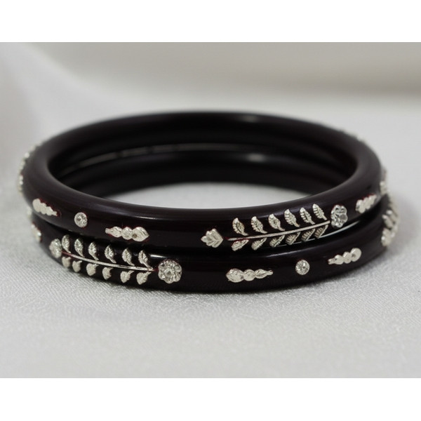 Vermilion Vine Embossed Bangles