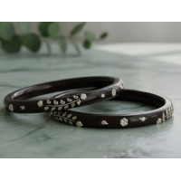 Festive Ruby Red Silver Leaf Bangles