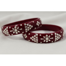 Royal Maroon Floral Elegance Bangles